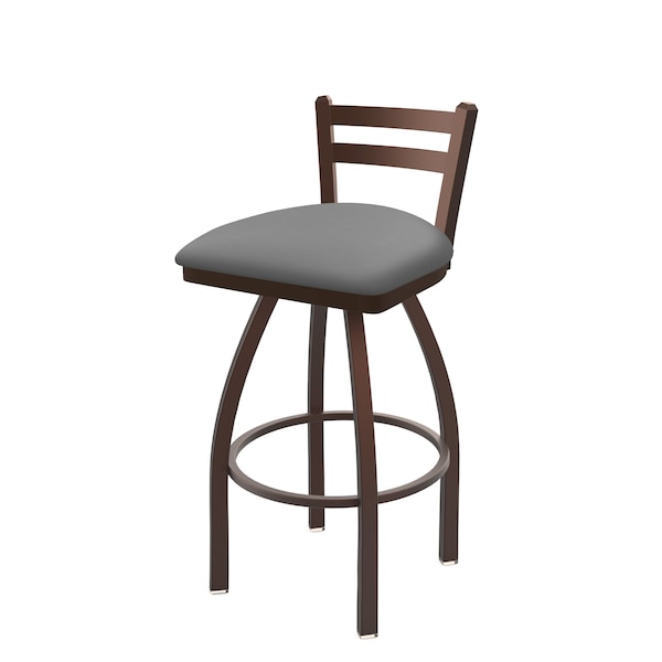 25" Low Back Swivel Counter Stool, Bronze Finish, Canter Grey Seat